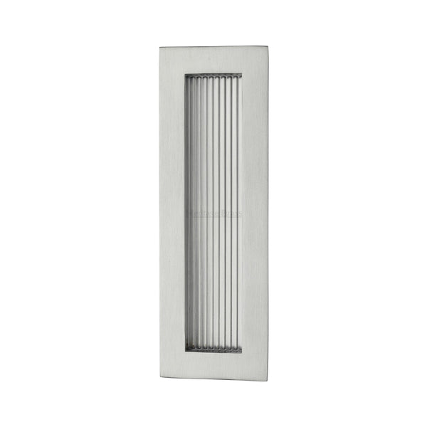 Reeded Rectangular Flush Pull 175 x 58mm Satin Chrome finish
 - C1865 175-SC - Choice Handles