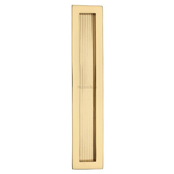 Reeded Rectangular Flush Pull 300 x 58mm Polished Brass finish - C1865 300-PB - Choice Handles