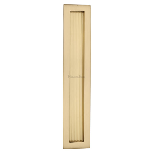 Reeded Rectangular Flush Pull 300 x 58mm Satin Brass finish - C1865 300-SB - Choice Handles