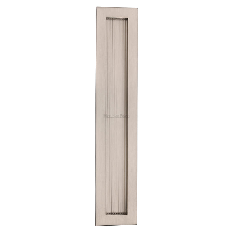 Reeded Rectangular Flush Pull 300 x 58mm Satin Nickel finish - C1865 300-SN - Choice Handles