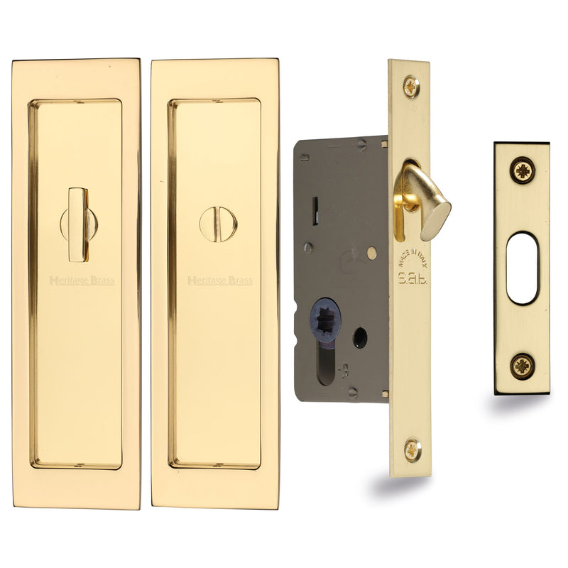 Flush Pull Privacy Set 197mm Polished Brass finish
 - C1877-PB - Choice Handles