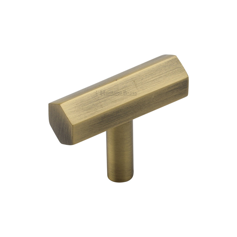 Heritage Brass Cabinet Knob Hexagon Bar Design 41mm Antique Brass finish - C2235-AT - Choice Handles