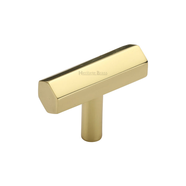 Heritage Brass Cabinet Knob Hexagon Bar Design 41mm Polished Brass finish - C2235-PB - Choice Handles