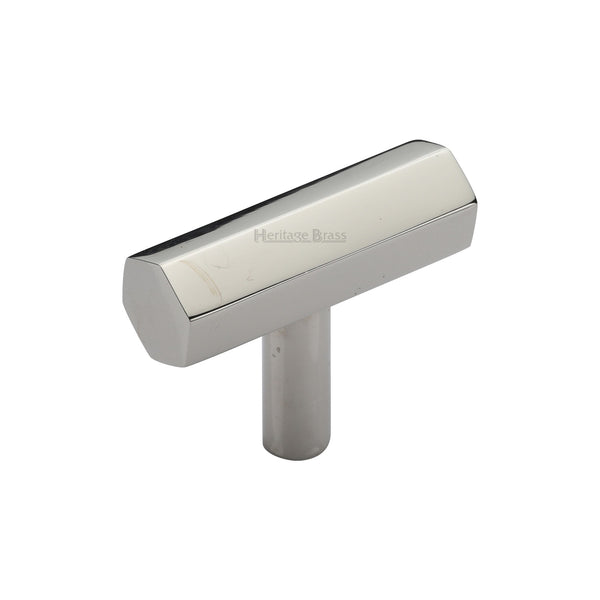 Heritage Brass Cabinet Knob Hexagon Bar Design 41mm Polished Nickel - C2235-PNF - Choice Handles