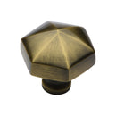Heritage Brass Cabinet Knob Hexagon Design 32mm Antique finish - C2238-AT - Choice Handles