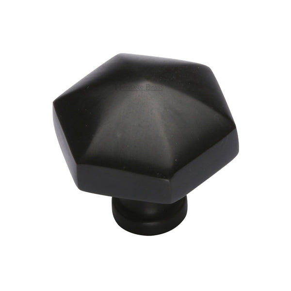 Heritage Brass Cabinet Knob Classic Hexagon Design 32mm Matt Black finish - C2238-BKMT - Choice Handles