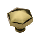 Heritage Brass Cabinet Knob Hexagon Design 32mm Polished Brass finish - C2238-PB - Choice Handles
