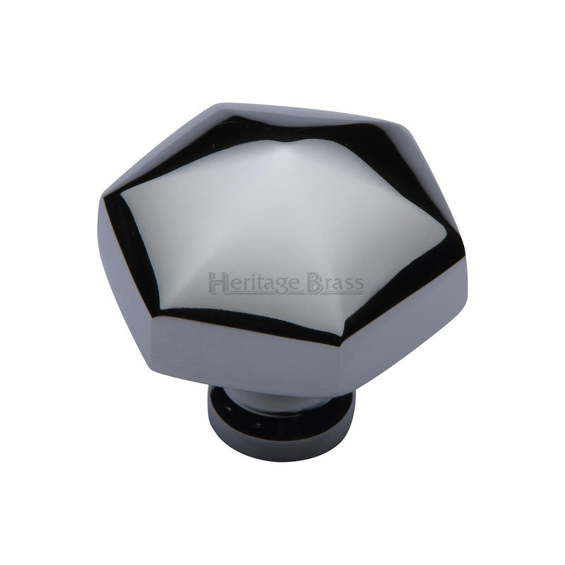 Heritage Brass Cabinet Knob Hexagon Design 32mm Polished Chrome finish - C2238-PC - Choice Handles
