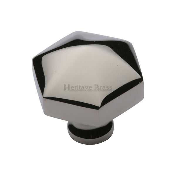 Heritage Brass Cabinet Knob Hexagon Design 32mm Polished Nickel - C2238-PNF - Choice Handles