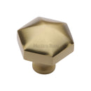 Heritage Brass Cabinet Knob Hexagon Design 32mm Satin Brass finish - C2238-SB - Choice Handles