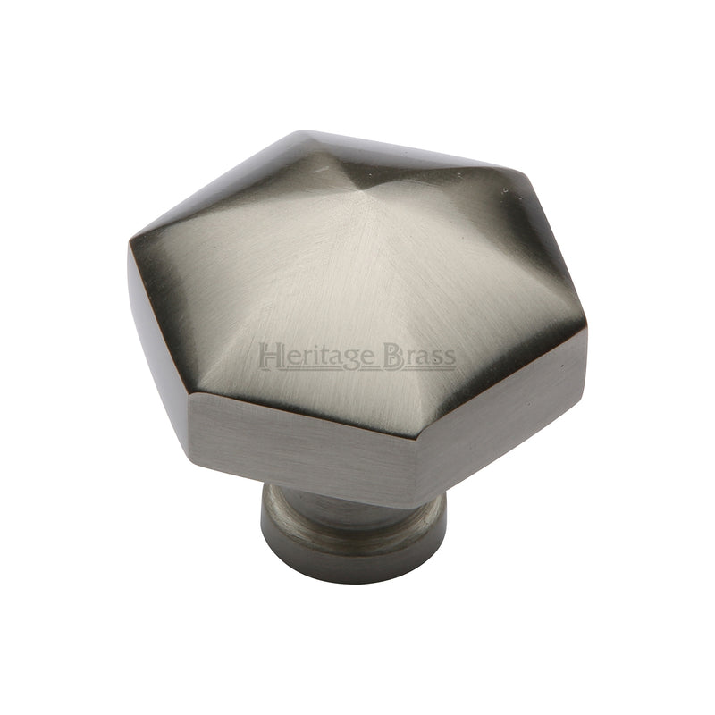 Heritage Brass Cabinet Knob Hexagon Design 32mm Satin Nickel finish - C2238-SN - Choice Handles