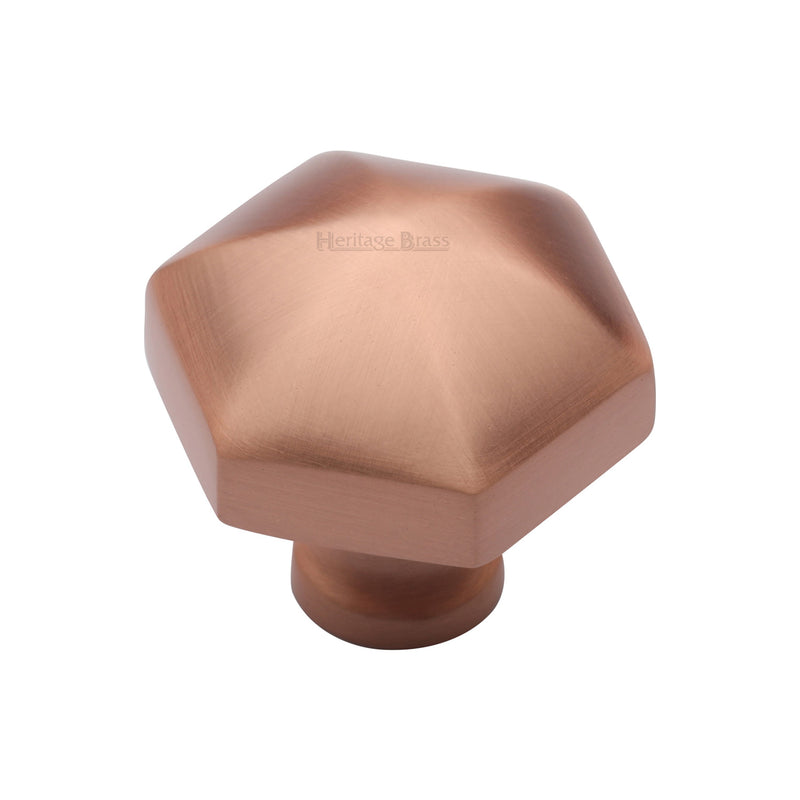 Heritage Brass Cabinet Knob Hexagon Design 32mm Satin Rose Gold finish - C2238-SRG - Choice Handles