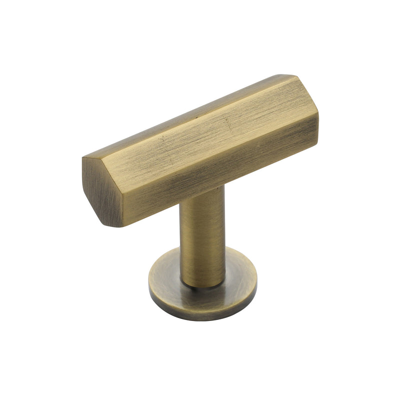 Heritage Brass Cabinet Knob Hexagon T-Bar Design with Rose 41mm Antique Brass finish
 - C2239-AT - Choice Handles