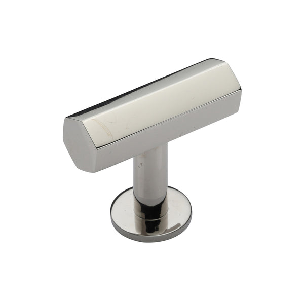 Heritage Brass Cabinet Knob Hexagon T-Bar Design with Rose 41mm Polished Nickel - C2239-PNF - Choice Handles