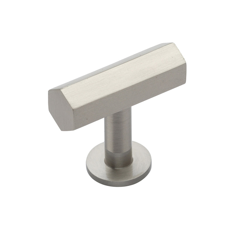Heritage Brass Cabinet Knob Hexagon T-Bar Design with Rose 41mm Satin Nickel finish - C2239-SN - Choice Handles