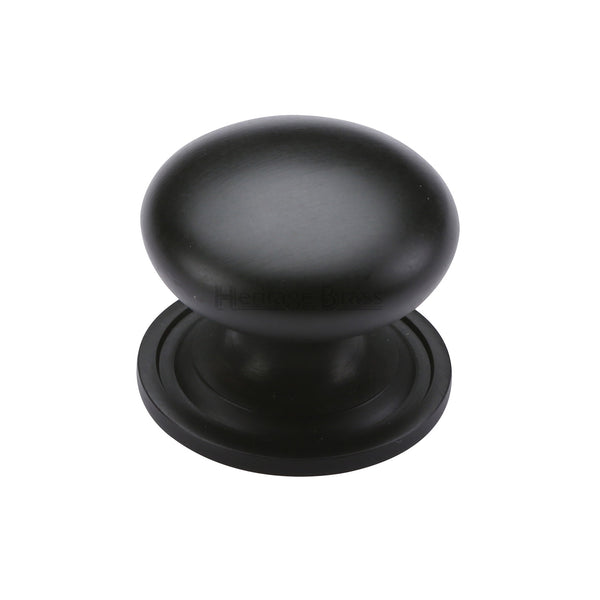 Heritage Brass Cabinet Knob Victorian Round Design with base 48mm Matt Black finish
 - C2240 48-BKMT - Choice Handles