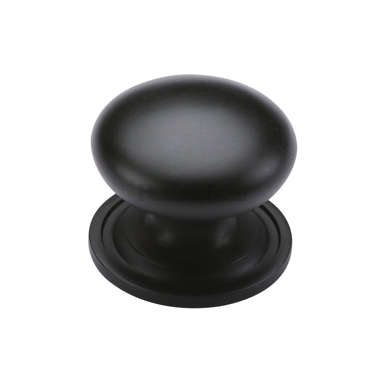 Heritage Brass Cabinet Knob Victorian Round Design with base 48mm Matt Black finish
 - C2240 48-BKMT - Choice Handles