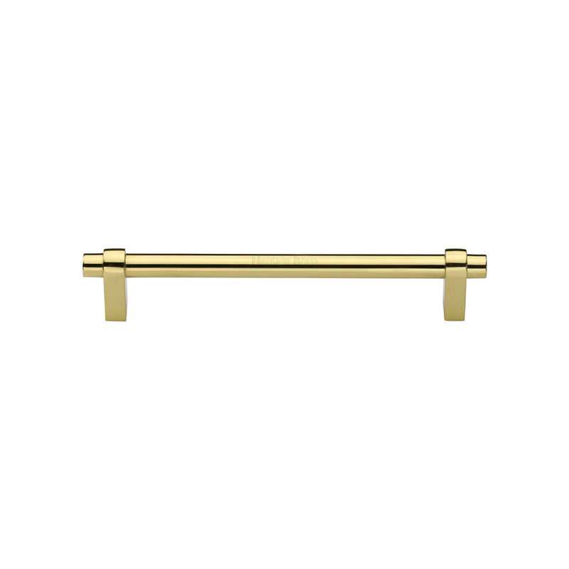Heritage Brass Cabinet Pull Industrial Design 128mm CTC Polished Brass Finish - C2480 128-PB