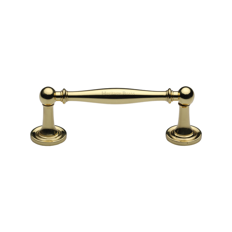 Heritage Brass Cabinet Pull Colonial Design 96mm CTC Polished Brass Finish - C2533 96-PB - Choice Handles