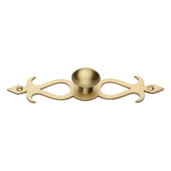Heritage Brass Cabinet Knob Oval/Backplate Design 32mm Satin Brass finish
 - C3072 32-SB - Choice Handles