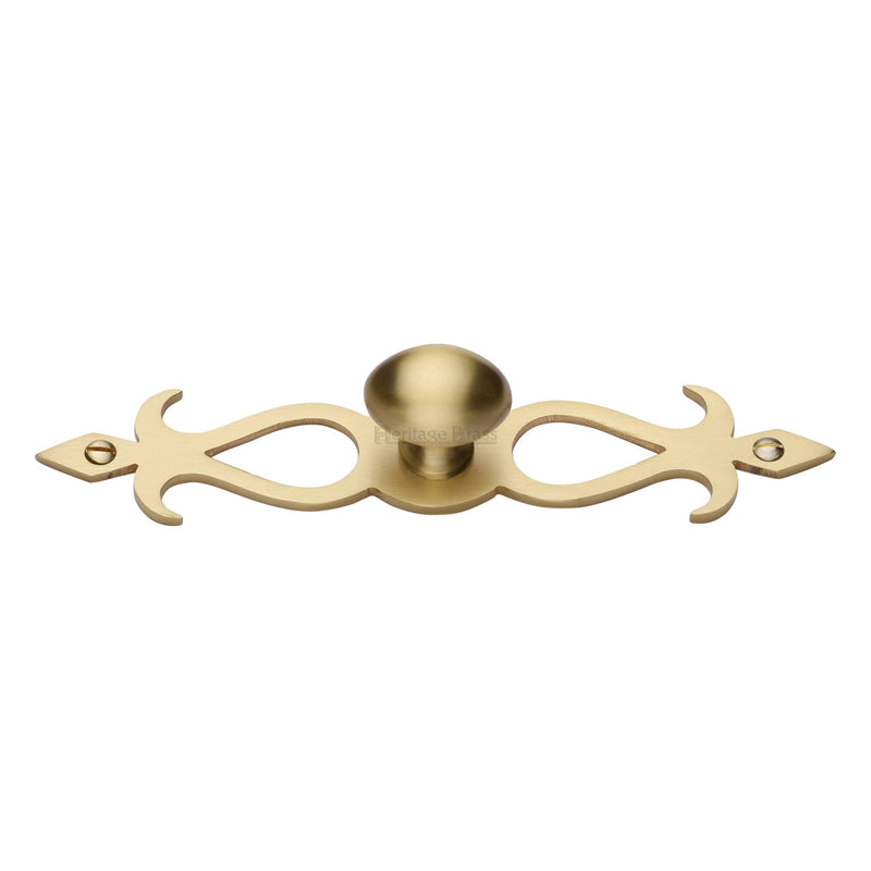 Heritage Brass Cabinet Knob Oval/Backplate Design 32mm Satin Brass finish
 - C3072 32-SB - Choice Handles