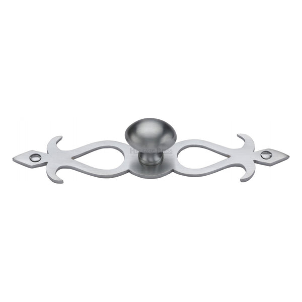 Heritage Brass Cabinet Knob Oval/Backplate Design 32mm Satin Chrome finish
 - C3072 32-SC - Choice Handles