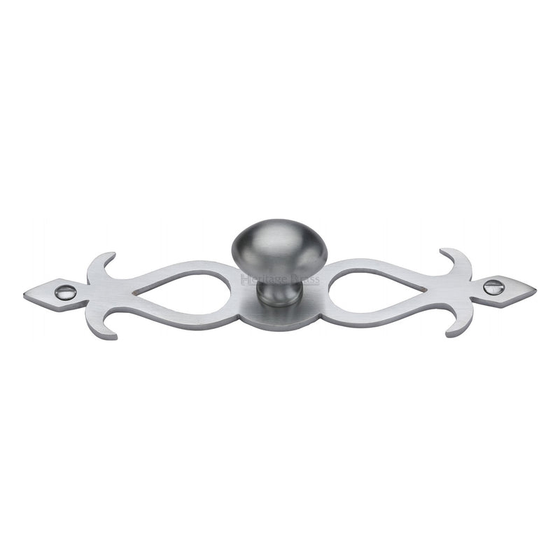 Heritage Brass Cabinet Knob Oval/Backplate Design 32mm Satin Chrome finish
 - C3072 32-SC - Choice Handles