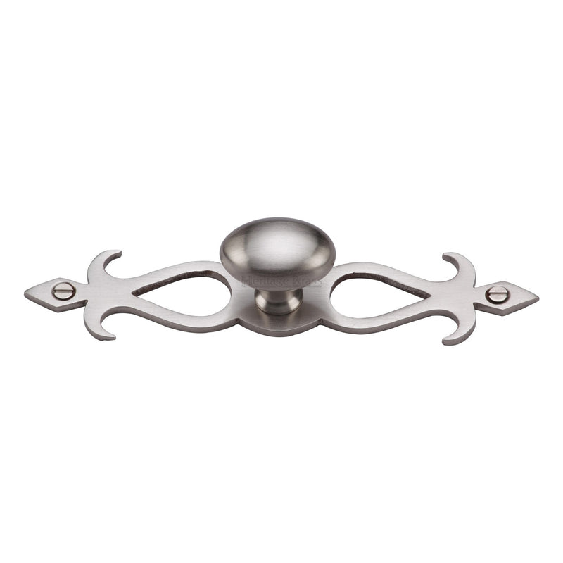 Heritage Brass Cabinet Knob Oval/Backplate Design 32mm Satin Nickel finish
 - C3072 32-SN - Choice Handles
