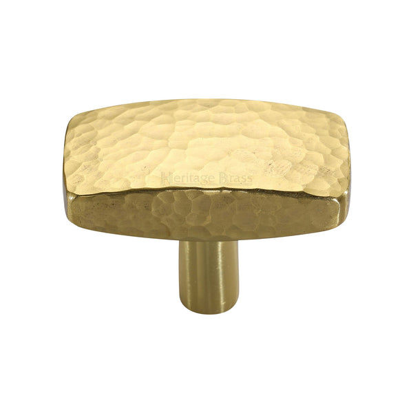 Heritage Brass Cabinet Knob Rectangular Hammered Design 41mm Polished Brass finish - C3386 41-PB - Choice Handles