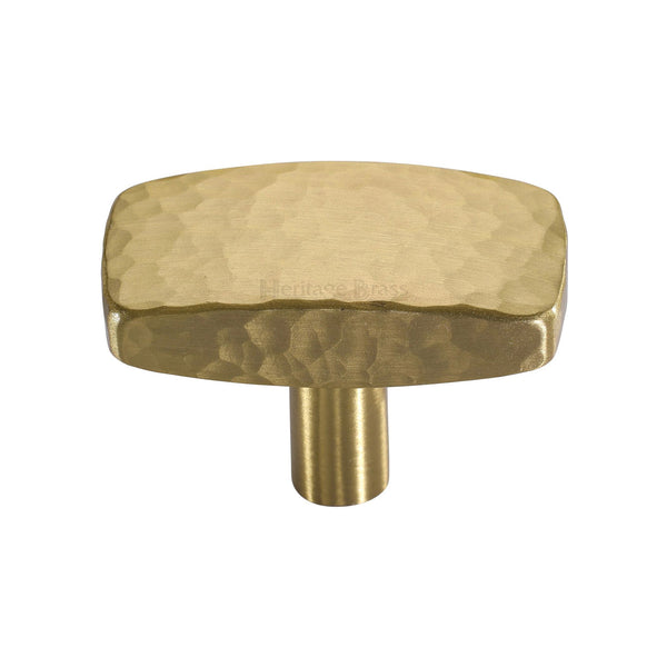 Heritage Brass Cabinet Knob Rectangular Hammered Design 41mm Satin Brass finish - C3386 41-SB - Choice Handles