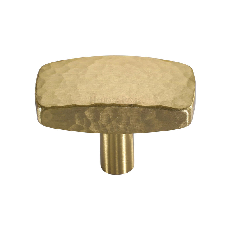 Heritage Brass Cabinet Knob Rectangular Hammered Design 41mm Satin Brass finish - C3386 41-SB - Choice Handles