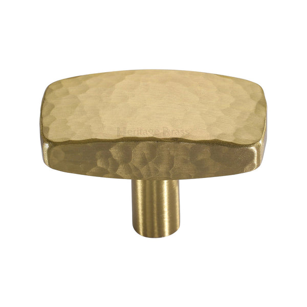 Heritage Brass Cabinet Knob Rectangular Hammered Design 47mm Satin Brass finish - C3386 47-SB - Choice Handles