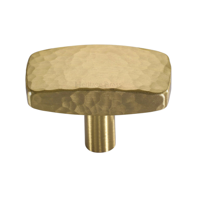Heritage Brass Cabinet Knob Rectangular Hammered Design 47mm Satin Brass finish - C3386 47-SB - Choice Handles