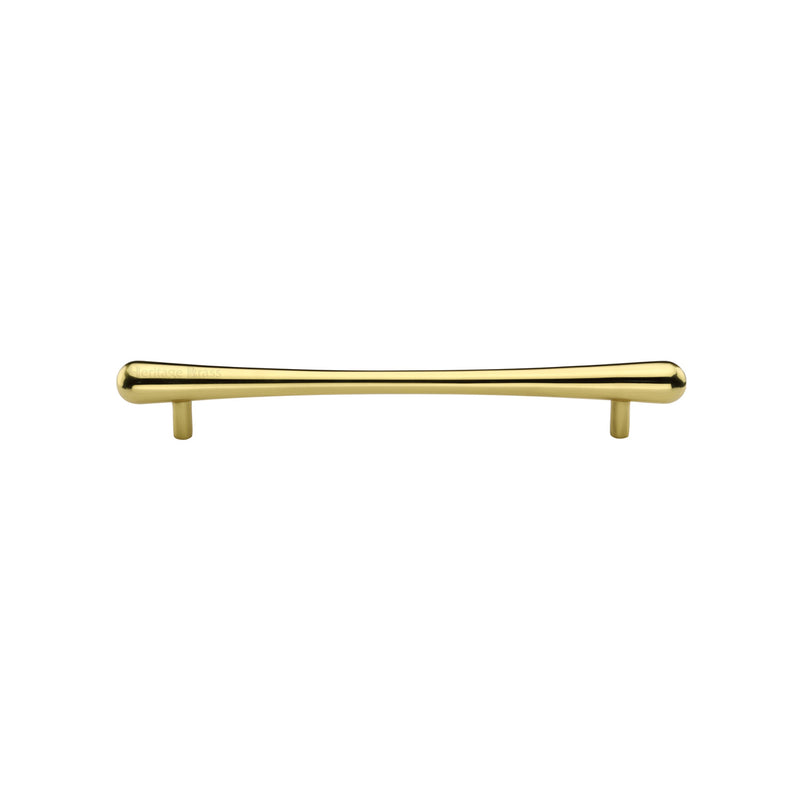 Heritage Brass Cabinet Pull T-Bar Raindrop Design 128mm CTC Polished Brass Finish - C3570 128-PB