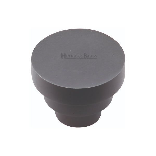 Heritage Brass Cabinet Knob Round Stepped Design 32mm Matt Black finish - C3624 32-BKMT - Choice Handles