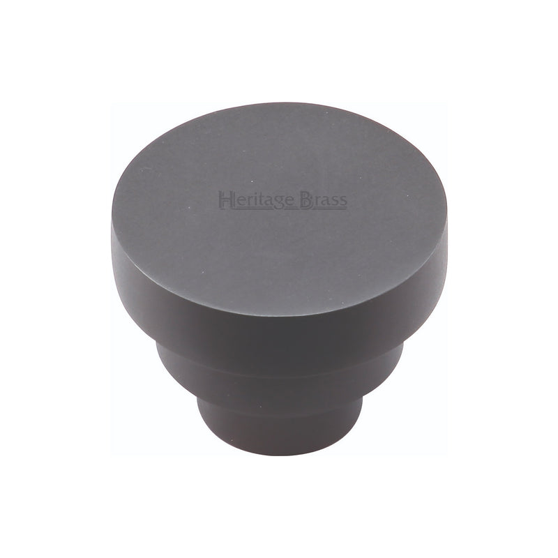Heritage Brass Cabinet Knob Round Stepped Design 32mm Matt Black finish - C3624 32-BKMT - Choice Handles