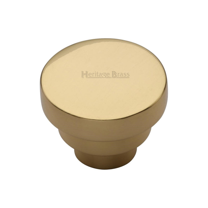 Heritage Brass Cabinet Knob Round Stepped Design 32mm Polished Brass finish - C3624 32-PB - Choice Handles