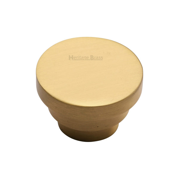Heritage Brass Cabinet Knob Round Stepped Design 32mm Satin Brass finish - C3624 32-SB - Choice Handles
