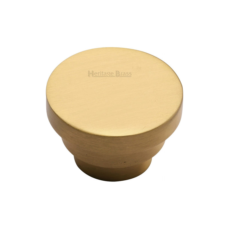 Heritage Brass Cabinet Knob Round Stepped Design 32mm Satin Brass finish - C3624 32-SB - Choice Handles
