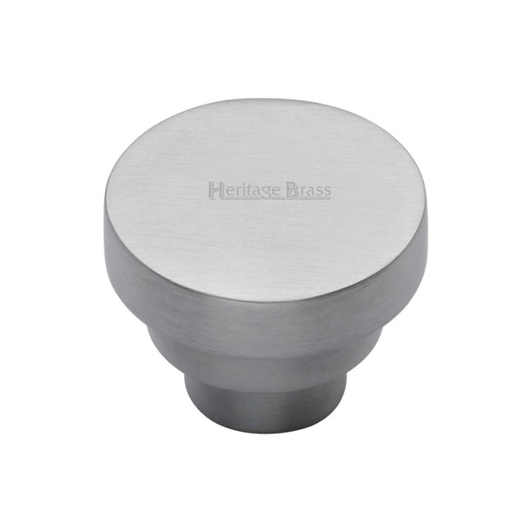 Heritage Brass Cabinet Knob Round Stepped Design 32mm Satin Chrome finish - C3624 32-SC - Choice Handles