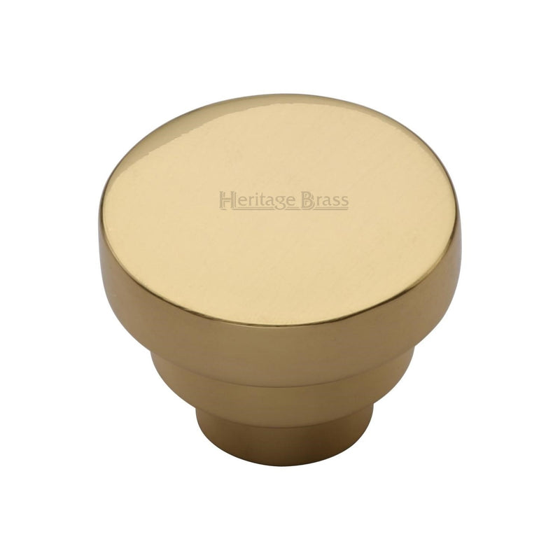Heritage Brass Cabinet Knob Round Stepped Design 38mm Polished Brass finish - C3624 38-PB - Choice Handles