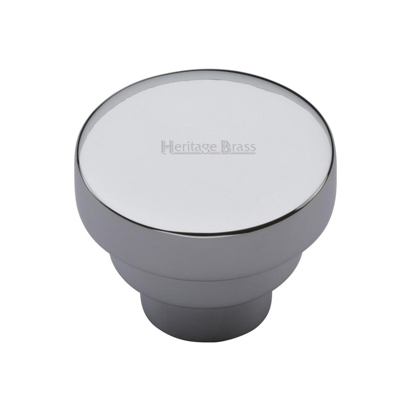 Heritage Brass Cabinet Knob Round Stepped Design 38mm Polished Chrome finish - C3624 38-PC - Choice Handles