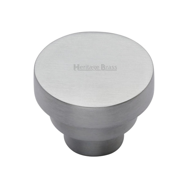Heritage Brass Cabinet Knob Round Stepped Design 38mm Satin Chrome finish - C3624 38-SC - Choice Handles