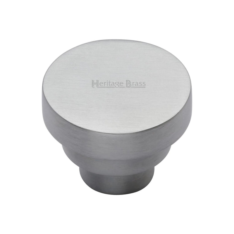 Heritage Brass Cabinet Knob Round Stepped Design 38mm Satin Chrome finish - C3624 38-SC - Choice Handles