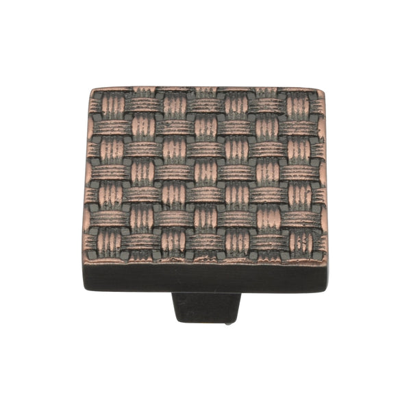 Heritage Brass Cabinet Knob Square Weave Design 32mm Aged Copper finish - C3631 32-AC - Choice Handles