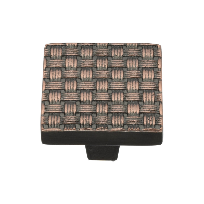 Heritage Brass Cabinet Knob Square Weave Design 32mm Aged Copper finish - C3631 32-AC - Choice Handles
