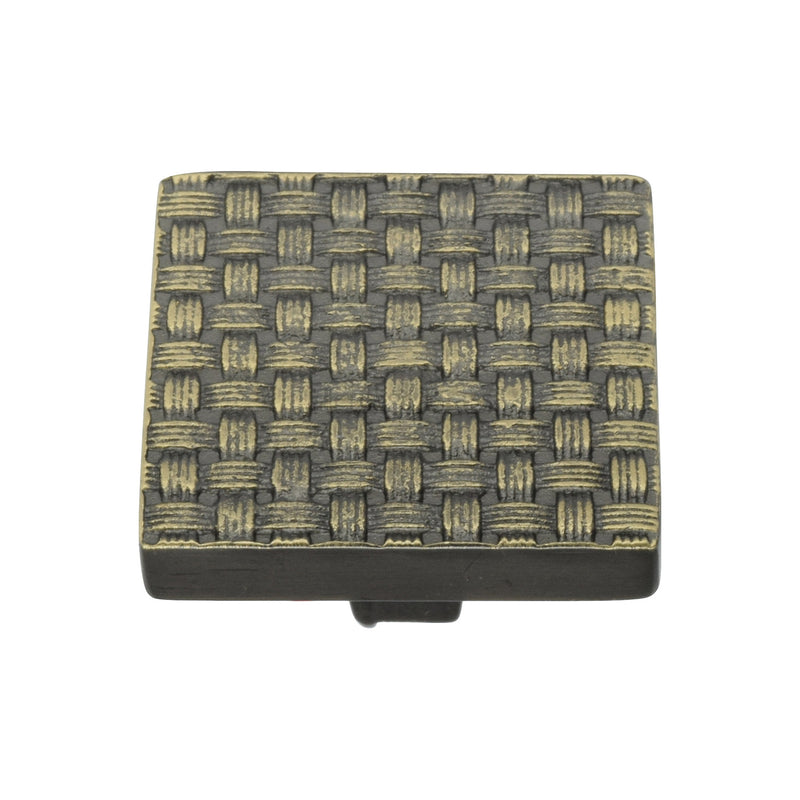 Heritage Brass Cabinet Knob Square Weave Design 38mm Aged Brass finish - C3631 38-AB - Choice Handles