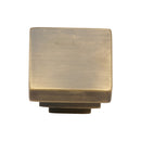 Heritage Brass Cabinet Knob Square Stepped Design 32mm Antique finish - C3672 32-AT - Choice Handles