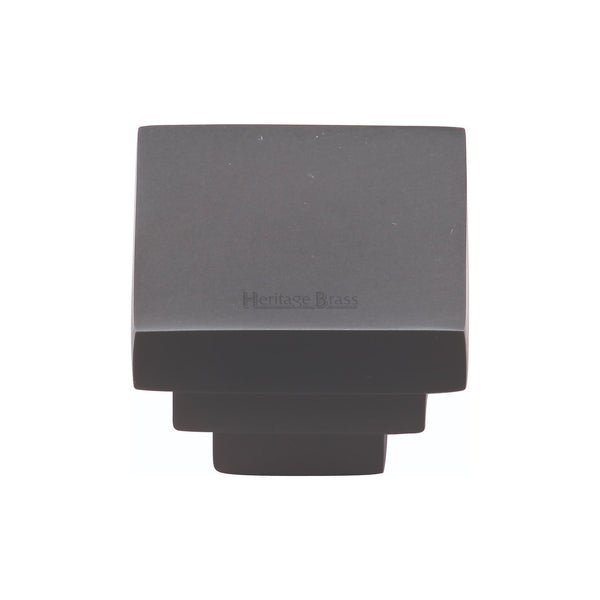 Heritage Brass Cabinet Knob Square Stepped Design 32mm Matt Black finish - C3672 32-BKMT - Choice Handles