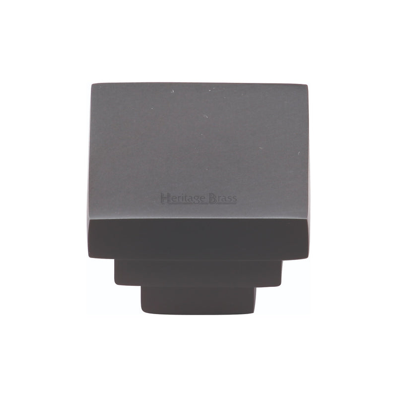 Heritage Brass Cabinet Knob Square Stepped Design 32mm Matt Black finish - C3672 32-BKMT - Choice Handles